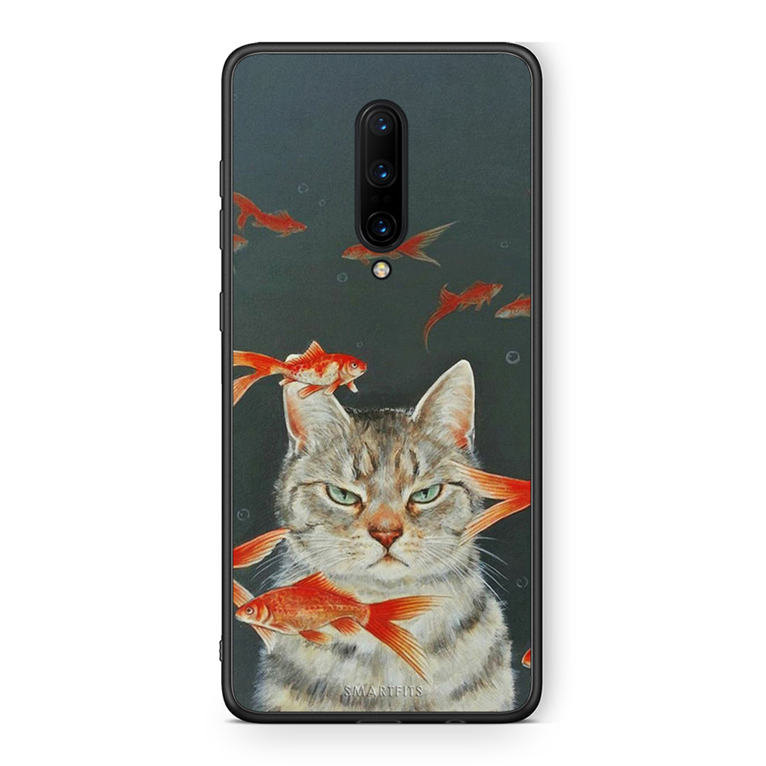 OnePlus 7 Pro Cat Goldfish θήκη από τη Smartfits με σχέδιο στο πίσω μέρος και μαύρο περίβλημα | Smartphone case with colorful back and black bezels by Smartfits