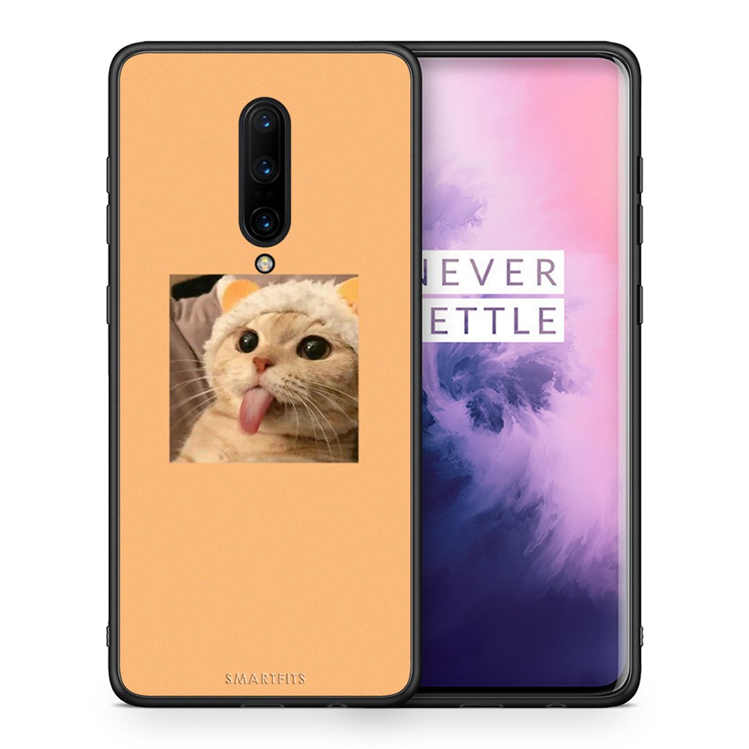 Θήκη OnePlus 7 Pro Cat Tongue από τη Smartfits με σχέδιο στο πίσω μέρος και μαύρο περίβλημα | OnePlus 7 Pro Cat Tongue case with colorful back and black bezels