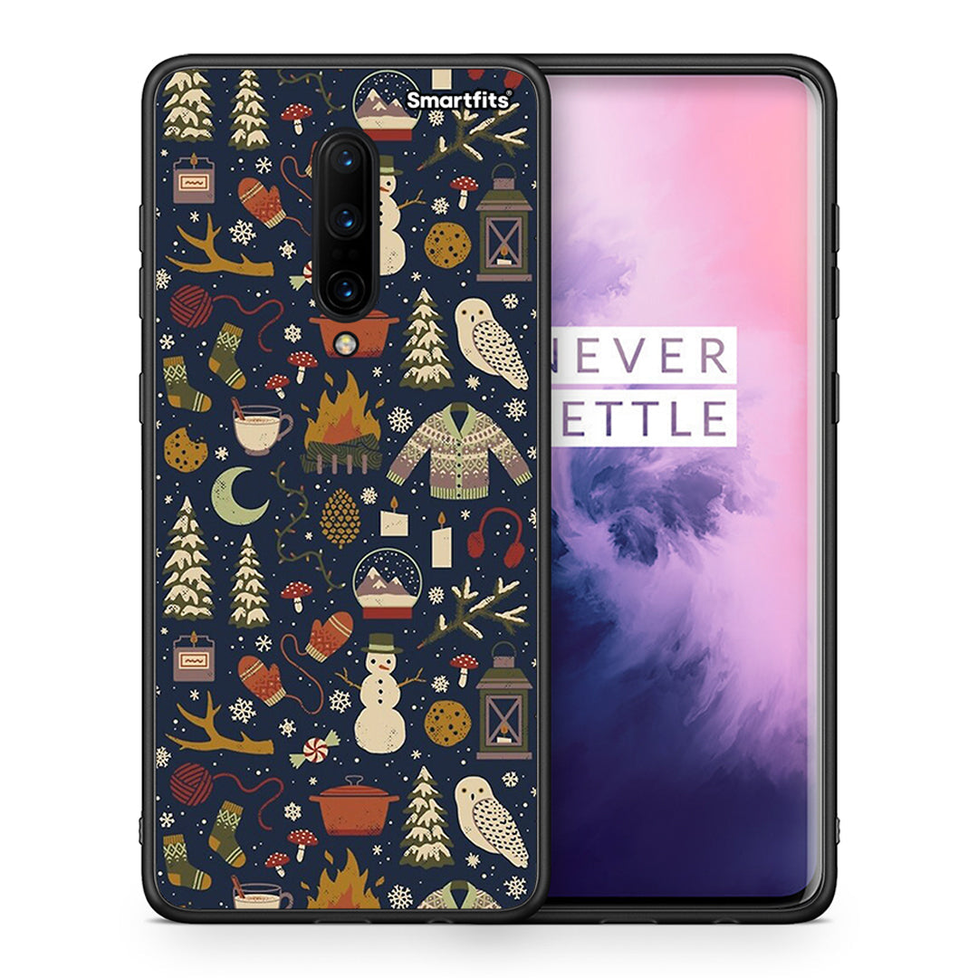 Θήκη OnePlus 7 Pro Christmas Elements από τη Smartfits με σχέδιο στο πίσω μέρος και μαύρο περίβλημα | OnePlus 7 Pro Christmas Elements case with colorful back and black bezels