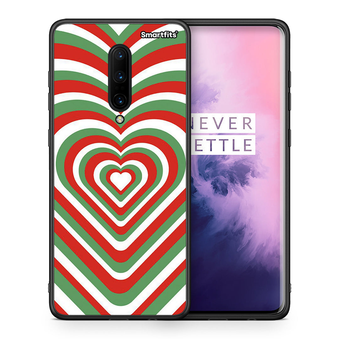 Θήκη OnePlus 7 Pro Christmas Hearts από τη Smartfits με σχέδιο στο πίσω μέρος και μαύρο περίβλημα | OnePlus 7 Pro Christmas Hearts case with colorful back and black bezels