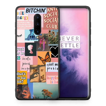 Θήκη Αγίου Βαλεντίνου OnePlus 7 Pro Collage Bitchin από τη Smartfits με σχέδιο στο πίσω μέρος και μαύρο περίβλημα | OnePlus 7 Pro Collage Bitchin case with colorful back and black bezels
