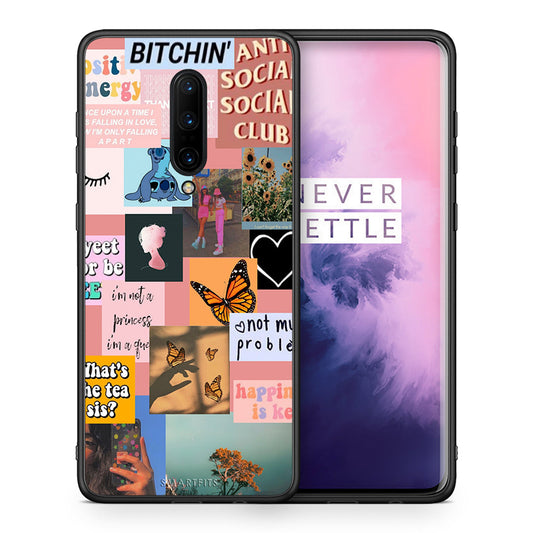 Θήκη Αγίου Βαλεντίνου OnePlus 7 Pro Collage Bitchin από τη Smartfits με σχέδιο στο πίσω μέρος και μαύρο περίβλημα | OnePlus 7 Pro Collage Bitchin case with colorful back and black bezels