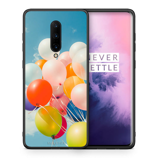Θήκη OnePlus 7 Pro Colorful Balloons από τη Smartfits με σχέδιο στο πίσω μέρος και μαύρο περίβλημα | OnePlus 7 Pro Colorful Balloons case with colorful back and black bezels