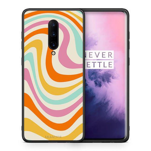Θήκη OnePlus 7 Pro Colourful Waves από τη Smartfits με σχέδιο στο πίσω μέρος και μαύρο περίβλημα | OnePlus 7 Pro Colourful Waves case with colorful back and black bezels