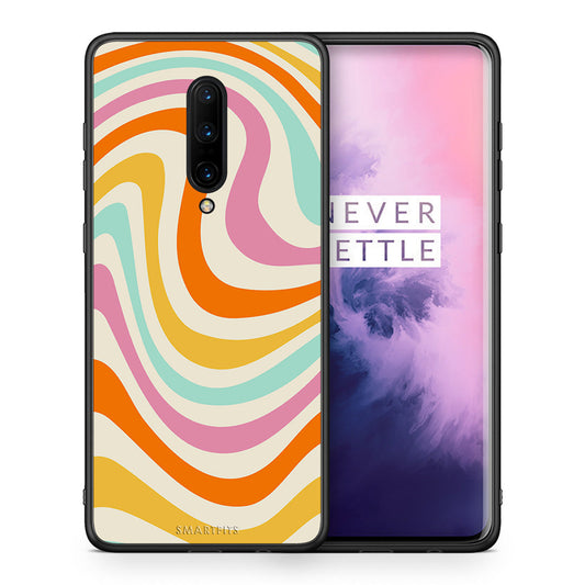 Θήκη OnePlus 7 Pro Colourful Waves από τη Smartfits με σχέδιο στο πίσω μέρος και μαύρο περίβλημα | OnePlus 7 Pro Colourful Waves case with colorful back and black bezels