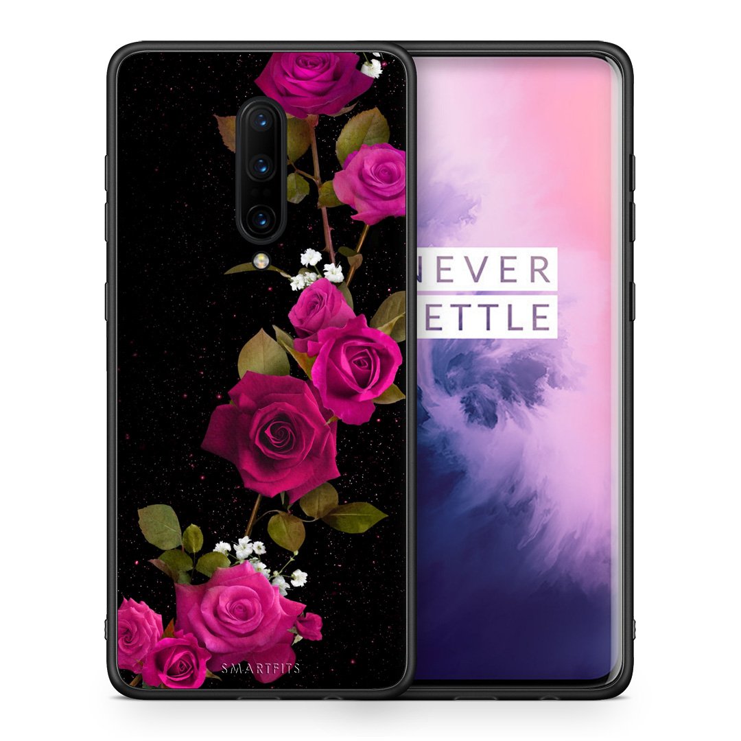 Θήκη OnePlus 7 Pro Red Roses Flower από τη Smartfits με σχέδιο στο πίσω μέρος και μαύρο περίβλημα | OnePlus 7 Pro Red Roses Flower case with colorful back and black bezels
