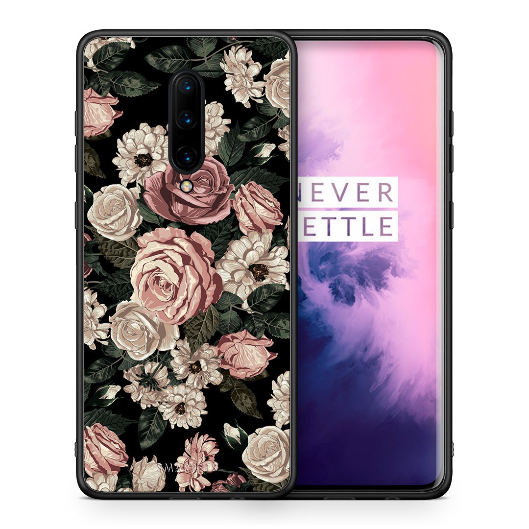Θήκη OnePlus 7 Pro Wild Roses Flower από τη Smartfits με σχέδιο στο πίσω μέρος και μαύρο περίβλημα | OnePlus 7 Pro Wild Roses Flower case with colorful back and black bezels