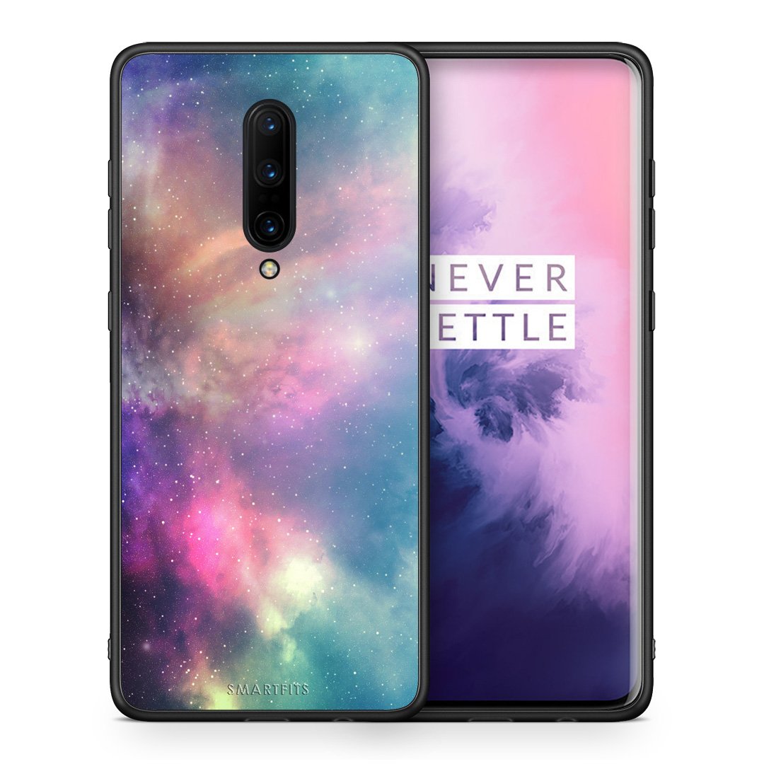 Θήκη OnePlus 7 Pro Rainbow Galaxy από τη Smartfits με σχέδιο στο πίσω μέρος και μαύρο περίβλημα | OnePlus 7 Pro Rainbow Galaxy case with colorful back and black bezels