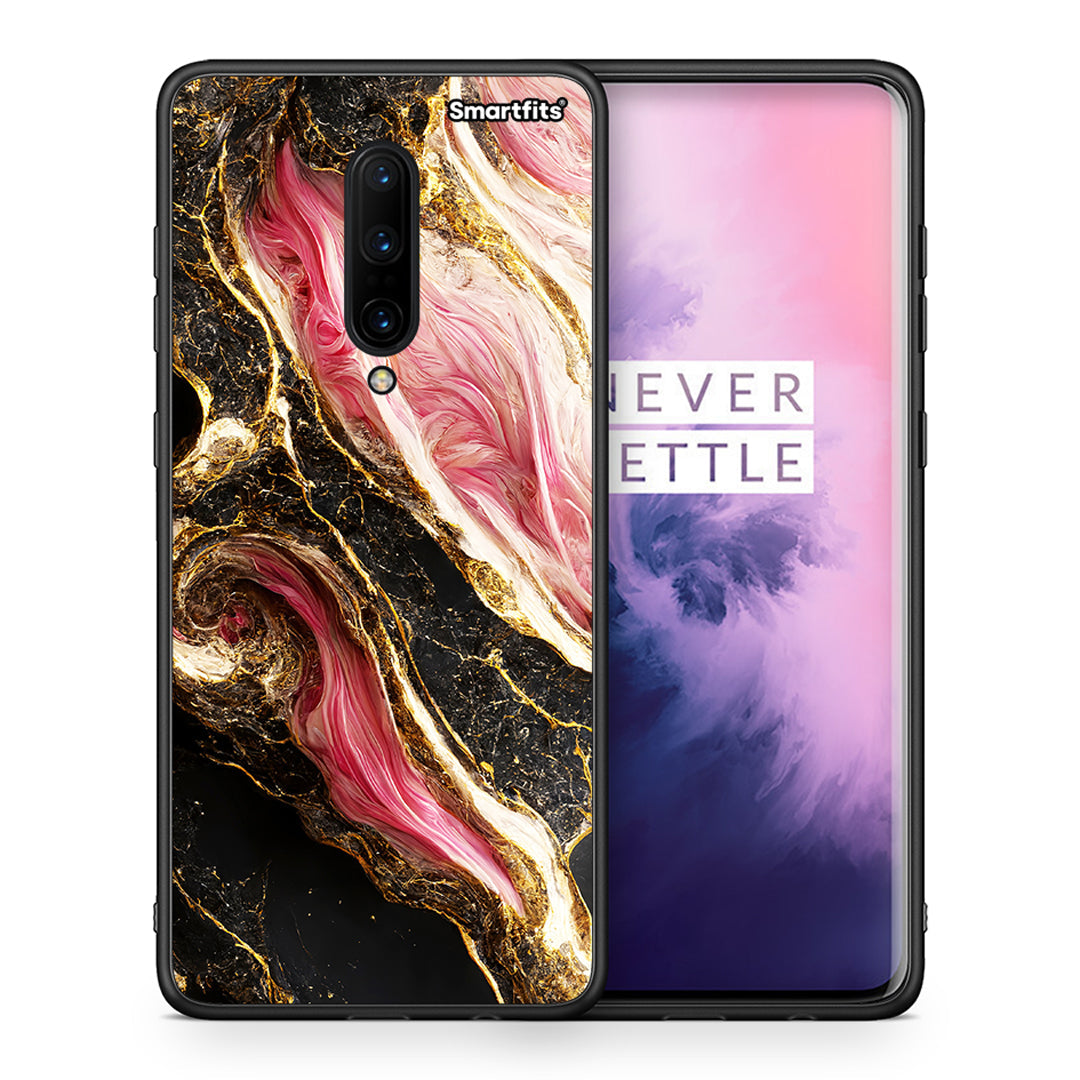 Θήκη OnePlus 7 Pro Glamorous Pink Marble από τη Smartfits με σχέδιο στο πίσω μέρος και μαύρο περίβλημα | OnePlus 7 Pro Glamorous Pink Marble case with colorful back and black bezels