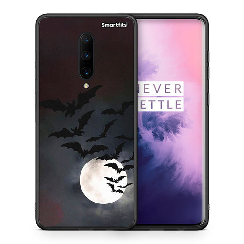 Θήκη OnePlus 7 Pro Halloween Bat Night από τη Smartfits με σχέδιο στο πίσω μέρος και μαύρο περίβλημα | OnePlus 7 Pro Halloween Bat Night case with colorful back and black bezels