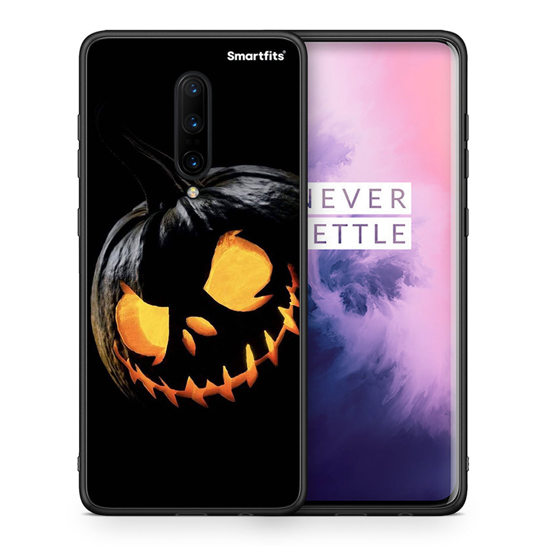 Θήκη OnePlus 7 Pro Halloween Scary Pumpkin από τη Smartfits με σχέδιο στο πίσω μέρος και μαύρο περίβλημα | OnePlus 7 Pro Halloween Scary Pumpkin case with colorful back and black bezels