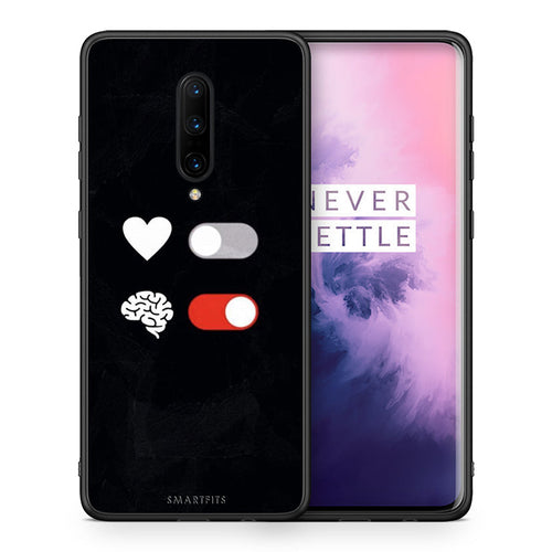 Θήκη Αγίου Βαλεντίνου OnePlus 7 Pro Heart Vs Brain από τη Smartfits με σχέδιο στο πίσω μέρος και μαύρο περίβλημα | OnePlus 7 Pro Heart Vs Brain case with colorful back and black bezels