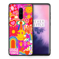 Thumbnail for Θήκη OnePlus 7 Pro Hippie Love από τη Smartfits με σχέδιο στο πίσω μέρος και μαύρο περίβλημα | OnePlus 7 Pro Hippie Love case with colorful back and black bezels