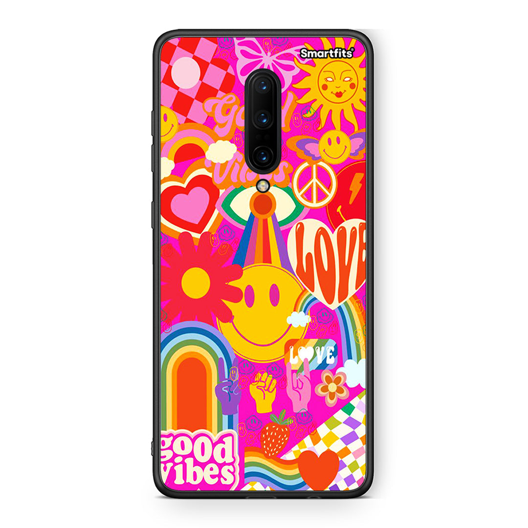 OnePlus 7 Pro Hippie Love θήκη από τη Smartfits με σχέδιο στο πίσω μέρος και μαύρο περίβλημα | Smartphone case with colorful back and black bezels by Smartfits