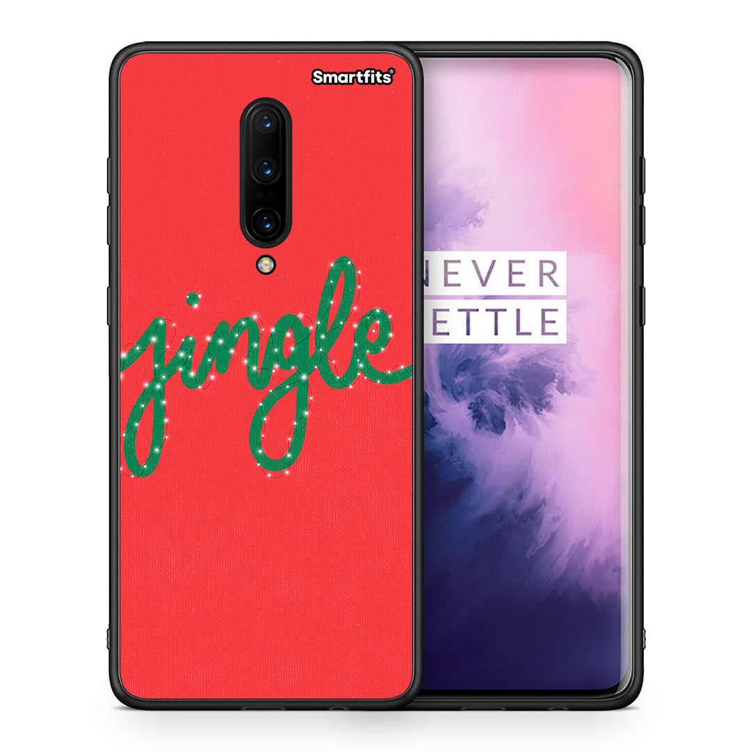 Θήκη OnePlus 7 Pro Jingle Xmas από τη Smartfits με σχέδιο στο πίσω μέρος και μαύρο περίβλημα | OnePlus 7 Pro Jingle Xmas case with colorful back and black bezels