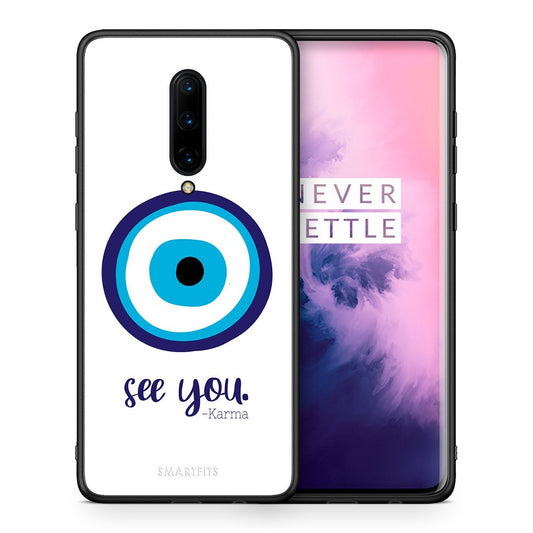 Θήκη OnePlus 7 Pro Karma Says από τη Smartfits με σχέδιο στο πίσω μέρος και μαύρο περίβλημα | OnePlus 7 Pro Karma Says case with colorful back and black bezels