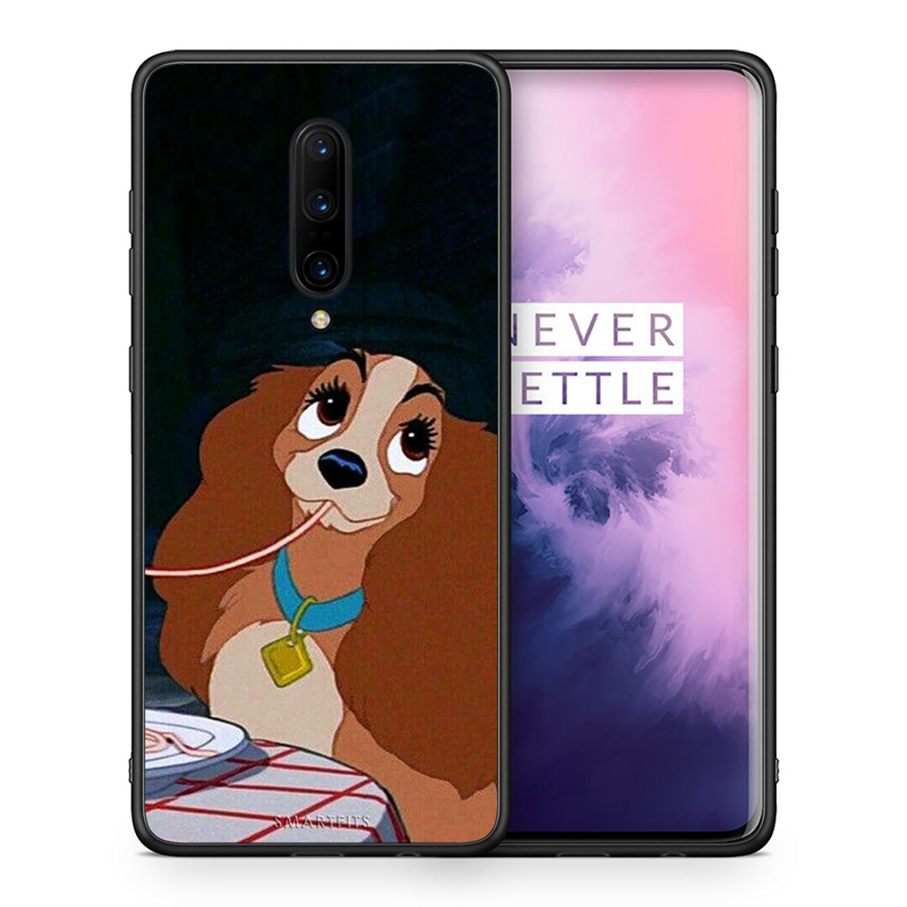 Θήκη Αγίου Βαλεντίνου OnePlus 7 Pro Lady And Tramp 2 από τη Smartfits με σχέδιο στο πίσω μέρος και μαύρο περίβλημα | OnePlus 7 Pro Lady And Tramp 2 case with colorful back and black bezels