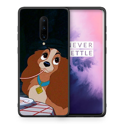 Θήκη Αγίου Βαλεντίνου OnePlus 7 Pro Lady And Tramp 2 από τη Smartfits με σχέδιο στο πίσω μέρος και μαύρο περίβλημα | OnePlus 7 Pro Lady And Tramp 2 case with colorful back and black bezels