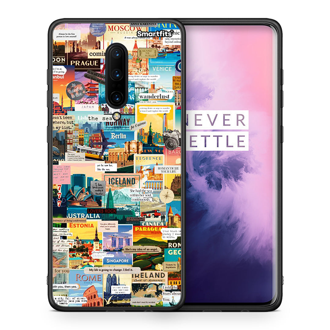 Θήκη OnePlus 7 Pro Live To Travel από τη Smartfits με σχέδιο στο πίσω μέρος και μαύρο περίβλημα | OnePlus 7 Pro Live To Travel case with colorful back and black bezels