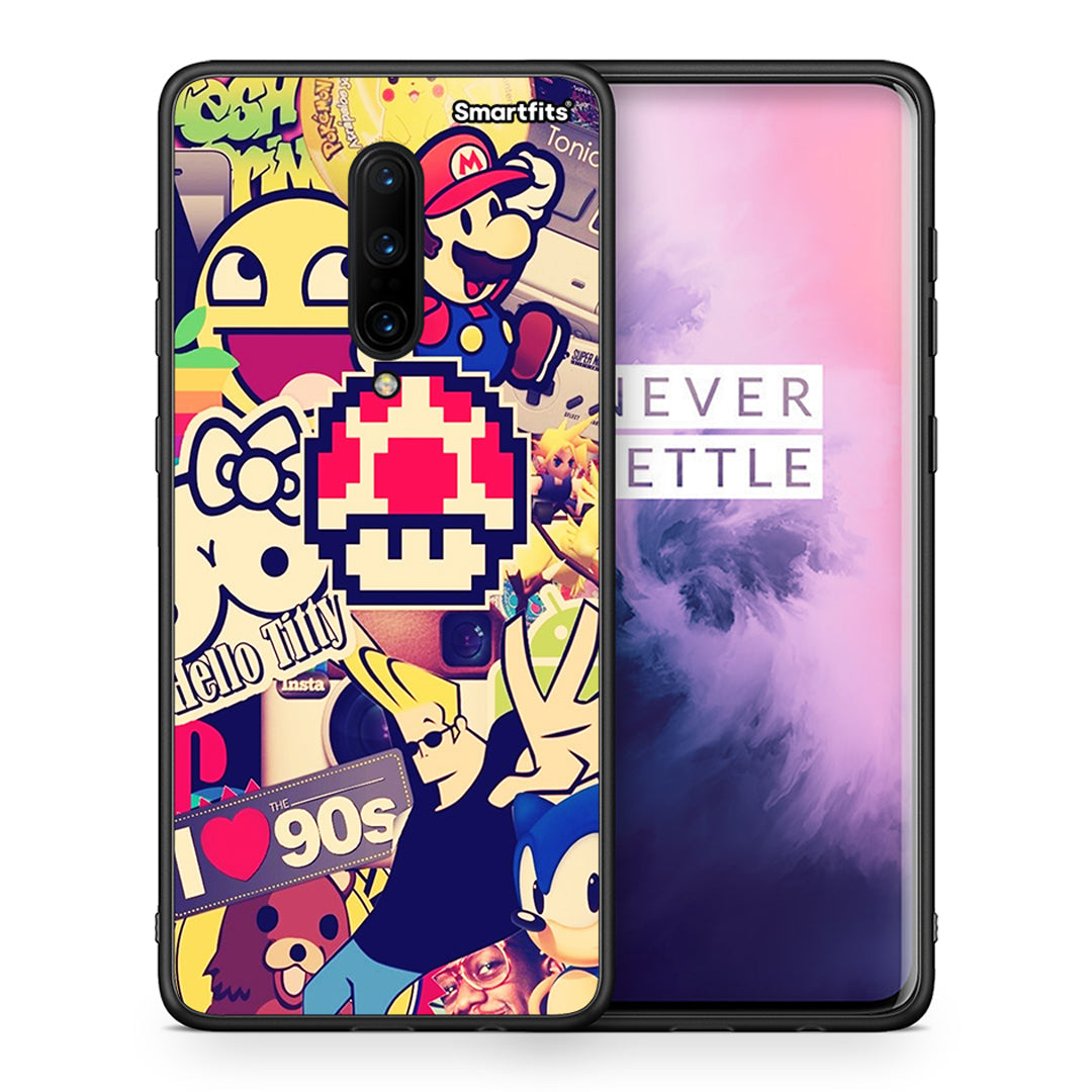 Θήκη OnePlus 7 Pro Love The 90s από τη Smartfits με σχέδιο στο πίσω μέρος και μαύρο περίβλημα | OnePlus 7 Pro Love The 90s case with colorful back and black bezels