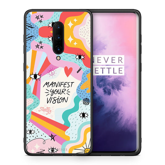 Θήκη OnePlus 7 Pro Manifest Your Vision από τη Smartfits με σχέδιο στο πίσω μέρος και μαύρο περίβλημα | OnePlus 7 Pro Manifest Your Vision case with colorful back and black bezels