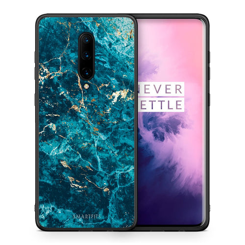 Θήκη OnePlus 7 Pro Marble Blue από τη Smartfits με σχέδιο στο πίσω μέρος και μαύρο περίβλημα | OnePlus 7 Pro Marble Blue case with colorful back and black bezels