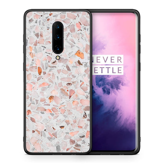 Θήκη OnePlus 7 Pro Marble Terrazzo από τη Smartfits με σχέδιο στο πίσω μέρος και μαύρο περίβλημα | OnePlus 7 Pro Marble Terrazzo case with colorful back and black bezels