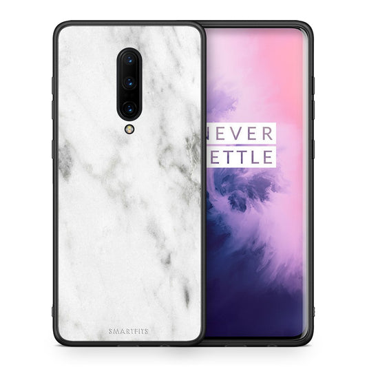 Θήκη OnePlus 7 Pro White Marble από τη Smartfits με σχέδιο στο πίσω μέρος και μαύρο περίβλημα | OnePlus 7 Pro White Marble case with colorful back and black bezels