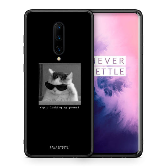 Θήκη OnePlus 7 Pro Meme Cat από τη Smartfits με σχέδιο στο πίσω μέρος και μαύρο περίβλημα | OnePlus 7 Pro Meme Cat case with colorful back and black bezels