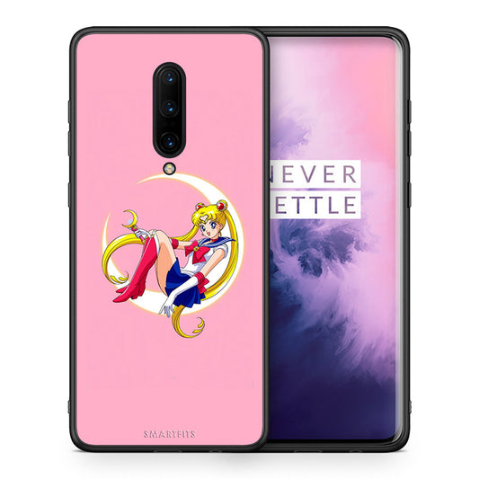 Θήκη OnePlus 7 Pro Moon Girl από τη Smartfits με σχέδιο στο πίσω μέρος και μαύρο περίβλημα | OnePlus 7 Pro Moon Girl case with colorful back and black bezels