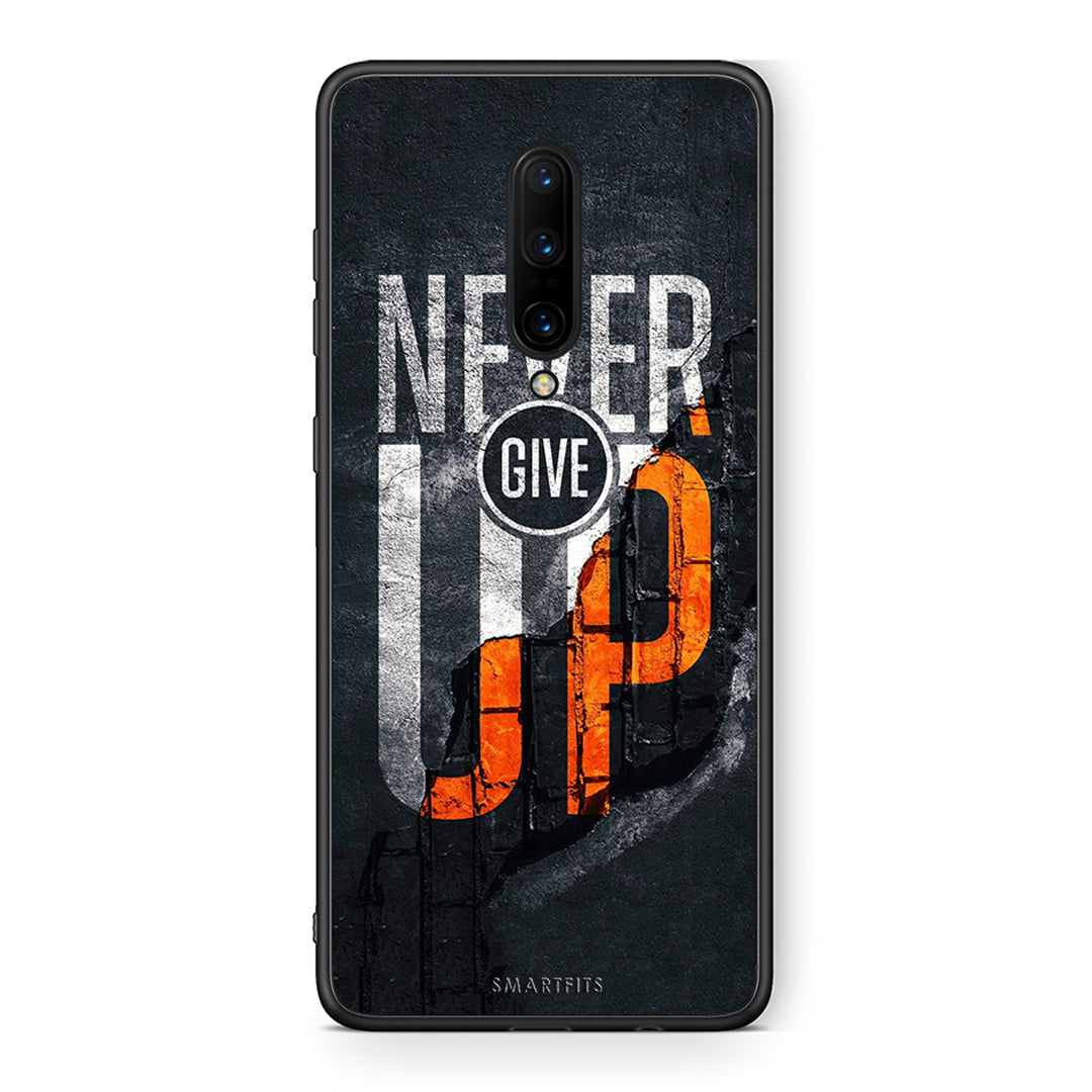 OnePlus 7 Pro Never Give Up Θήκη Αγίου Βαλεντίνου από τη Smartfits με σχέδιο στο πίσω μέρος και μαύρο περίβλημα | Smartphone case with colorful back and black bezels by Smartfits