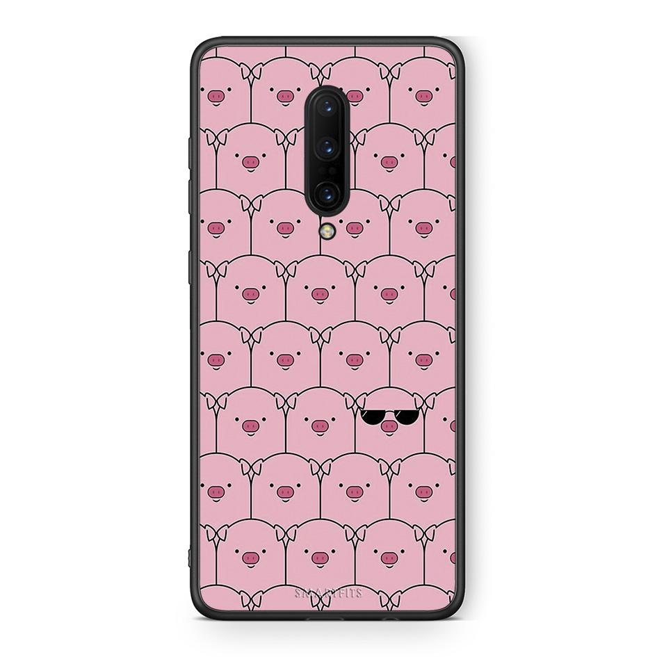 OnePlus 7 Pro Pig Glasses θήκη από τη Smartfits με σχέδιο στο πίσω μέρος και μαύρο περίβλημα | Smartphone case with colorful back and black bezels by Smartfits