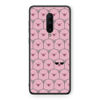 OnePlus 7 Pro Pig Glasses θήκη από τη Smartfits με σχέδιο στο πίσω μέρος και μαύρο περίβλημα | Smartphone case with colorful back and black bezels by Smartfits