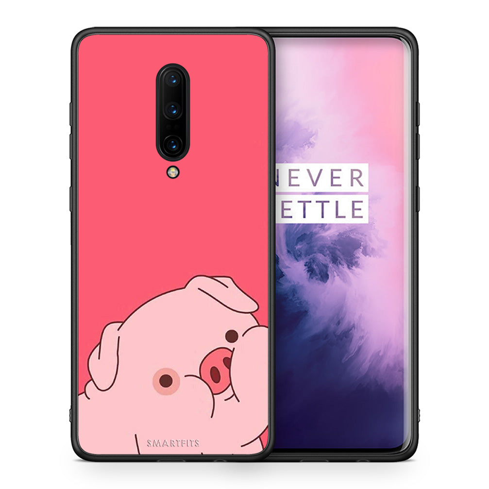 Θήκη Αγίου Βαλεντίνου OnePlus 7 Pro Pig Love 1 από τη Smartfits με σχέδιο στο πίσω μέρος και μαύρο περίβλημα | OnePlus 7 Pro Pig Love 1 case with colorful back and black bezels