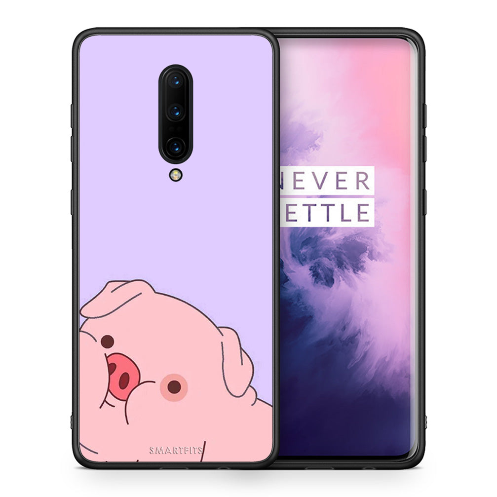 Θήκη Αγίου Βαλεντίνου OnePlus 7 Pro Pig Love 2 από τη Smartfits με σχέδιο στο πίσω μέρος και μαύρο περίβλημα | OnePlus 7 Pro Pig Love 2 case with colorful back and black bezels