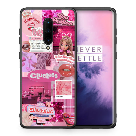 Θήκη Αγίου Βαλεντίνου OnePlus 7 Pro Pink Love από τη Smartfits με σχέδιο στο πίσω μέρος και μαύρο περίβλημα | OnePlus 7 Pro Pink Love case with colorful back and black bezels
