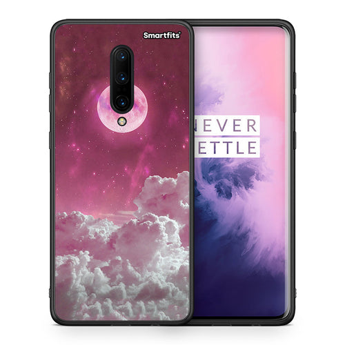 Θήκη OnePlus 7 Pro Pink Moon από τη Smartfits με σχέδιο στο πίσω μέρος και μαύρο περίβλημα | OnePlus 7 Pro Pink Moon case with colorful back and black bezels