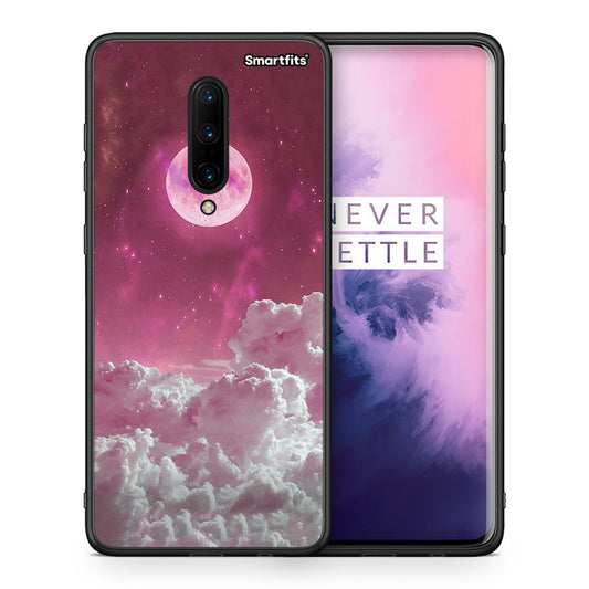 Θήκη OnePlus 7 Pro Pink Moon από τη Smartfits με σχέδιο στο πίσω μέρος και μαύρο περίβλημα | OnePlus 7 Pro Pink Moon case with colorful back and black bezels