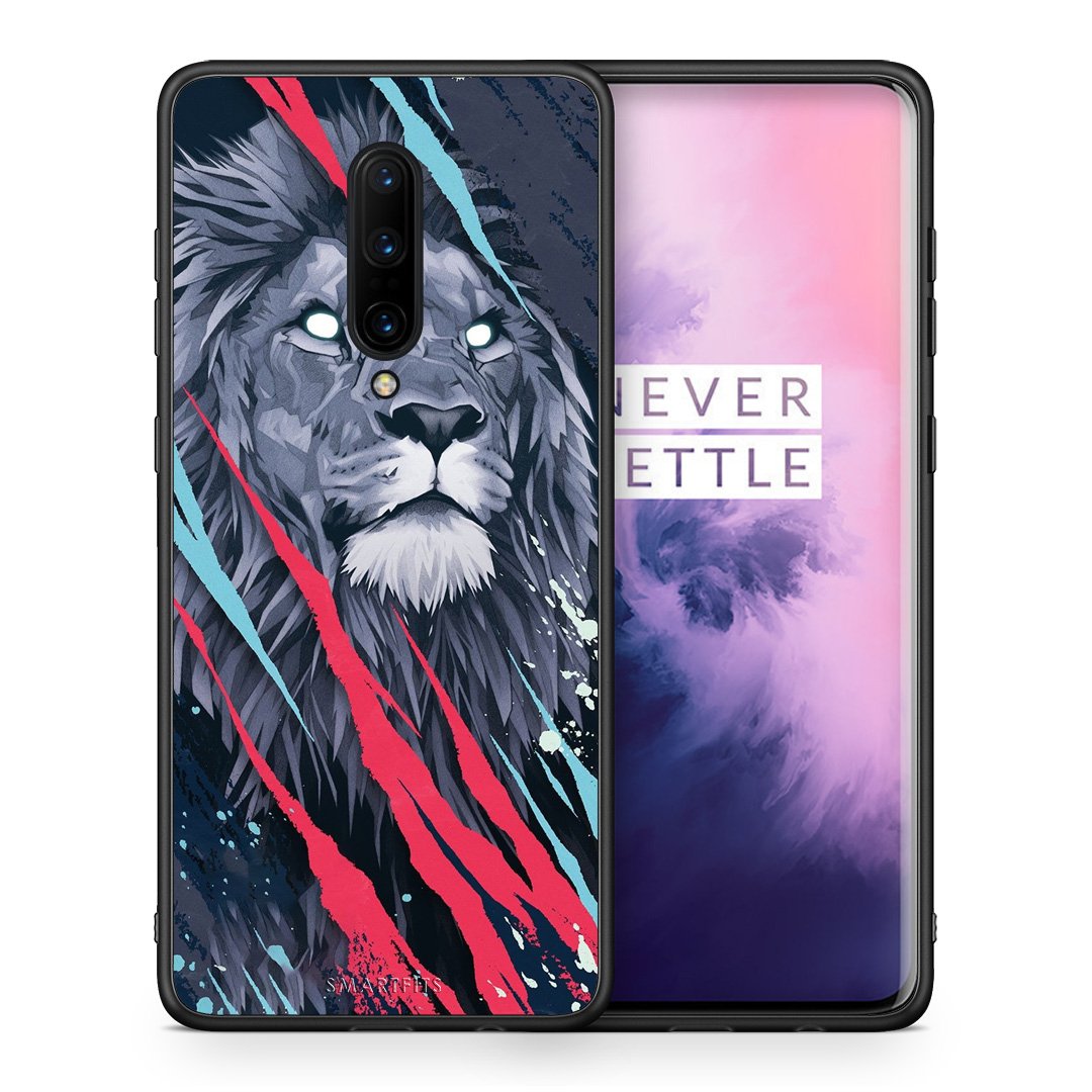 Θήκη OnePlus 7 Pro Lion Designer PopArt από τη Smartfits με σχέδιο στο πίσω μέρος και μαύρο περίβλημα | OnePlus 7 Pro Lion Designer PopArt case with colorful back and black bezels
