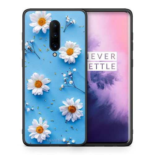 Θήκη OnePlus 7 Pro Real Daisies από τη Smartfits με σχέδιο στο πίσω μέρος και μαύρο περίβλημα | OnePlus 7 Pro Real Daisies case with colorful back and black bezels