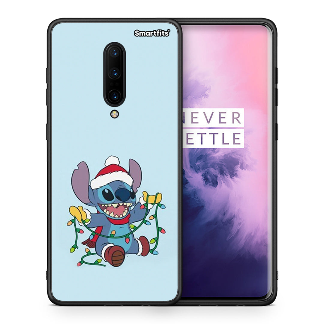 Θήκη OnePlus 7 Pro Santa Stich από τη Smartfits με σχέδιο στο πίσω μέρος και μαύρο περίβλημα | OnePlus 7 Pro Santa Stich case with colorful back and black bezels