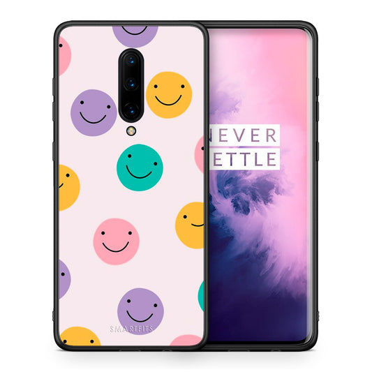 Θήκη OnePlus 7 Pro Smiley Faces από τη Smartfits με σχέδιο στο πίσω μέρος και μαύρο περίβλημα | OnePlus 7 Pro Smiley Faces case with colorful back and black bezels