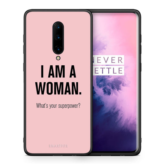 Θήκη OnePlus 7 Pro Superpower Woman από τη Smartfits με σχέδιο στο πίσω μέρος και μαύρο περίβλημα | OnePlus 7 Pro Superpower Woman case with colorful back and black bezels