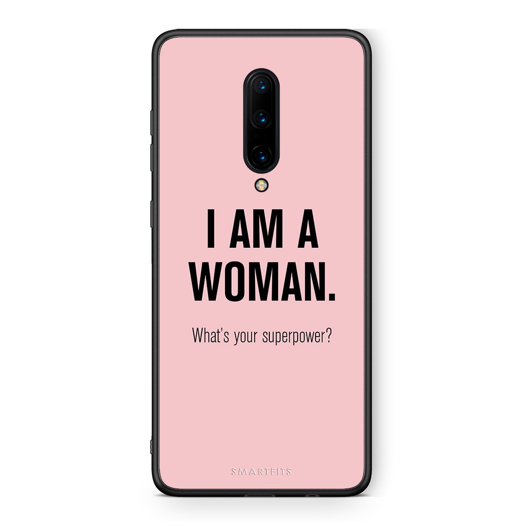 OnePlus 7 Pro Superpower Woman θήκη από τη Smartfits με σχέδιο στο πίσω μέρος και μαύρο περίβλημα | Smartphone case with colorful back and black bezels by Smartfits