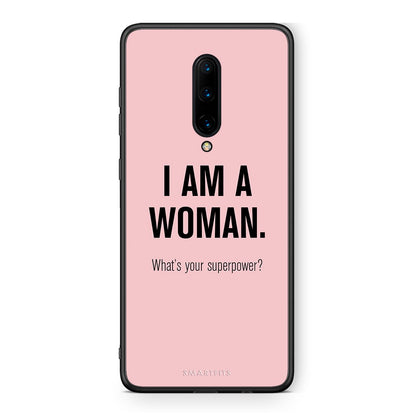 OnePlus 7 Pro Superpower Woman θήκη από τη Smartfits με σχέδιο στο πίσω μέρος και μαύρο περίβλημα | Smartphone case with colorful back and black bezels by Smartfits