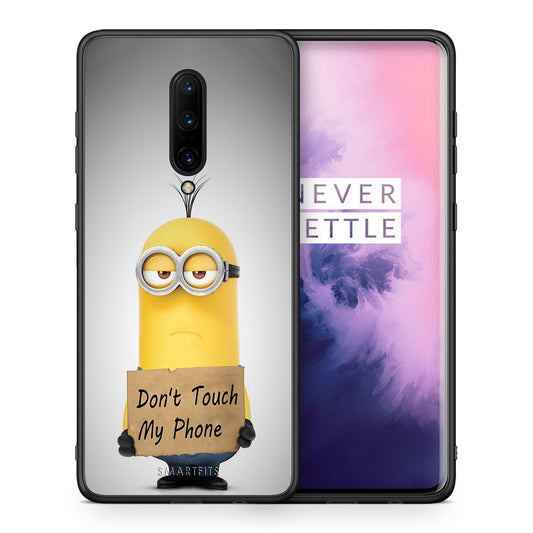 Θήκη OnePlus 7 Pro Minion Text από τη Smartfits με σχέδιο στο πίσω μέρος και μαύρο περίβλημα | OnePlus 7 Pro Minion Text case with colorful back and black bezels