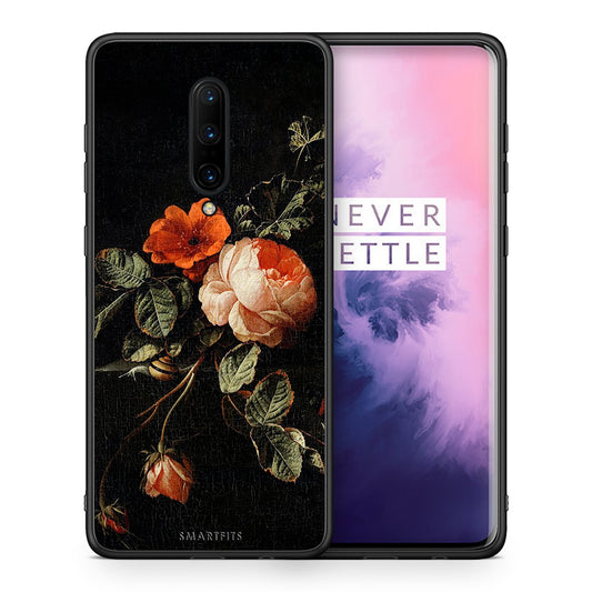 Θήκη OnePlus 7 Pro Vintage Roses από τη Smartfits με σχέδιο στο πίσω μέρος και μαύρο περίβλημα | OnePlus 7 Pro Vintage Roses case with colorful back and black bezels