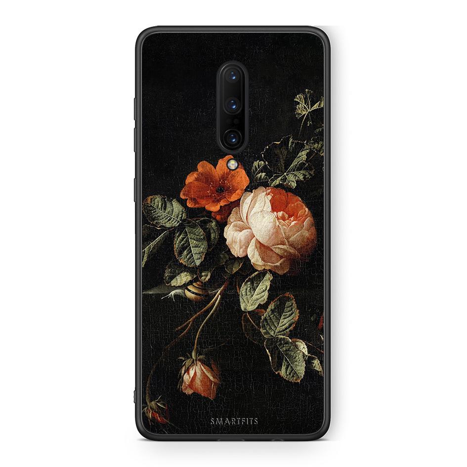 OnePlus 7 Pro Vintage Roses θήκη από τη Smartfits με σχέδιο στο πίσω μέρος και μαύρο περίβλημα | Smartphone case with colorful back and black bezels by Smartfits