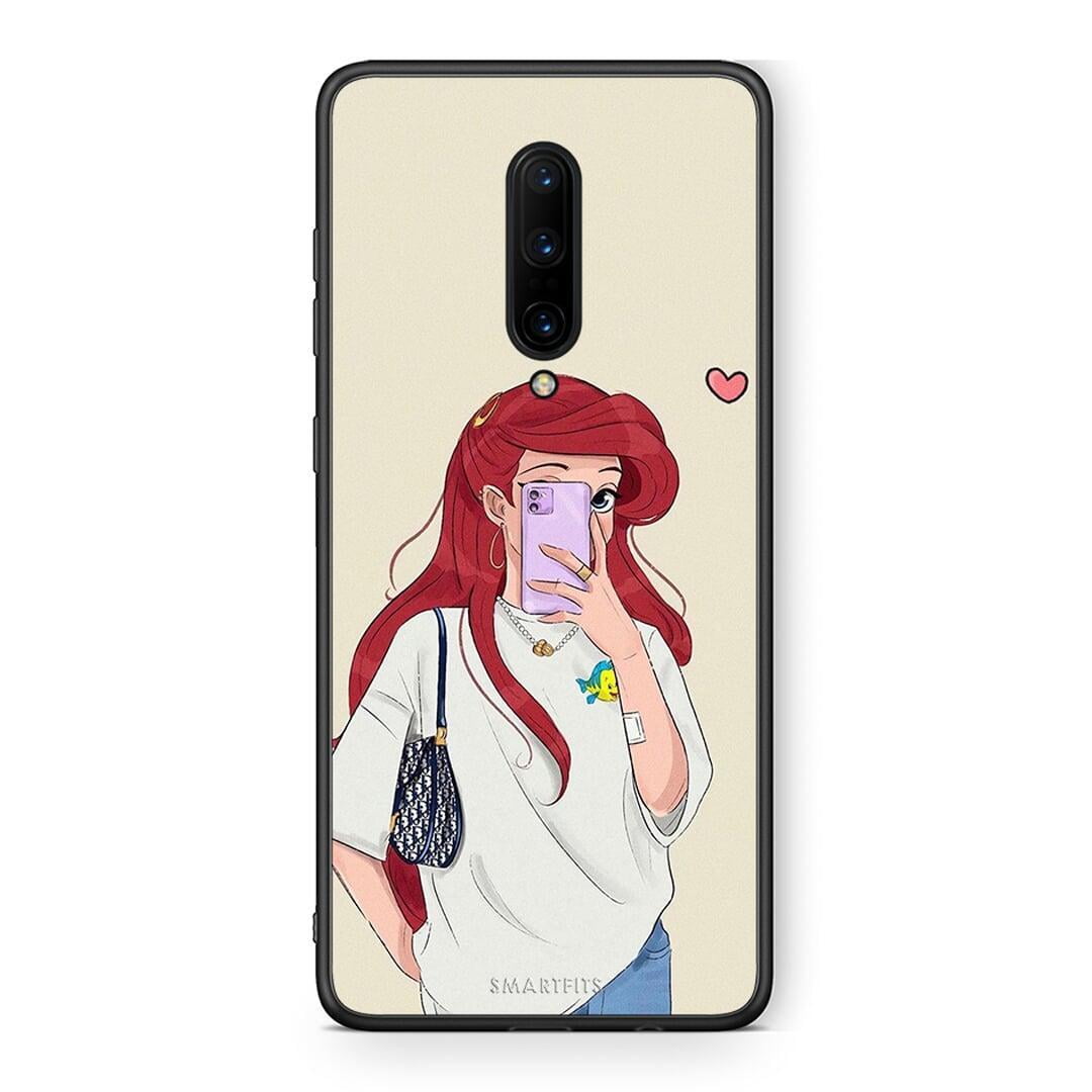 OnePlus 7 Pro Walking Mermaid Θήκη από τη Smartfits με σχέδιο στο πίσω μέρος και μαύρο περίβλημα | Smartphone case with colorful back and black bezels by Smartfits