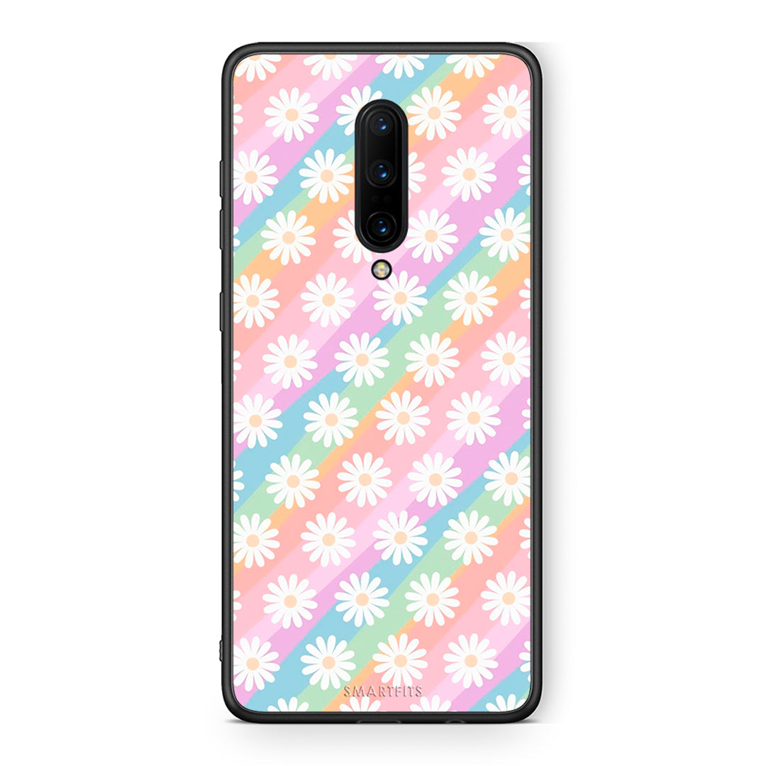 OnePlus 7 Pro White Daisies θήκη από τη Smartfits με σχέδιο στο πίσω μέρος και μαύρο περίβλημα | Smartphone case with colorful back and black bezels by Smartfits